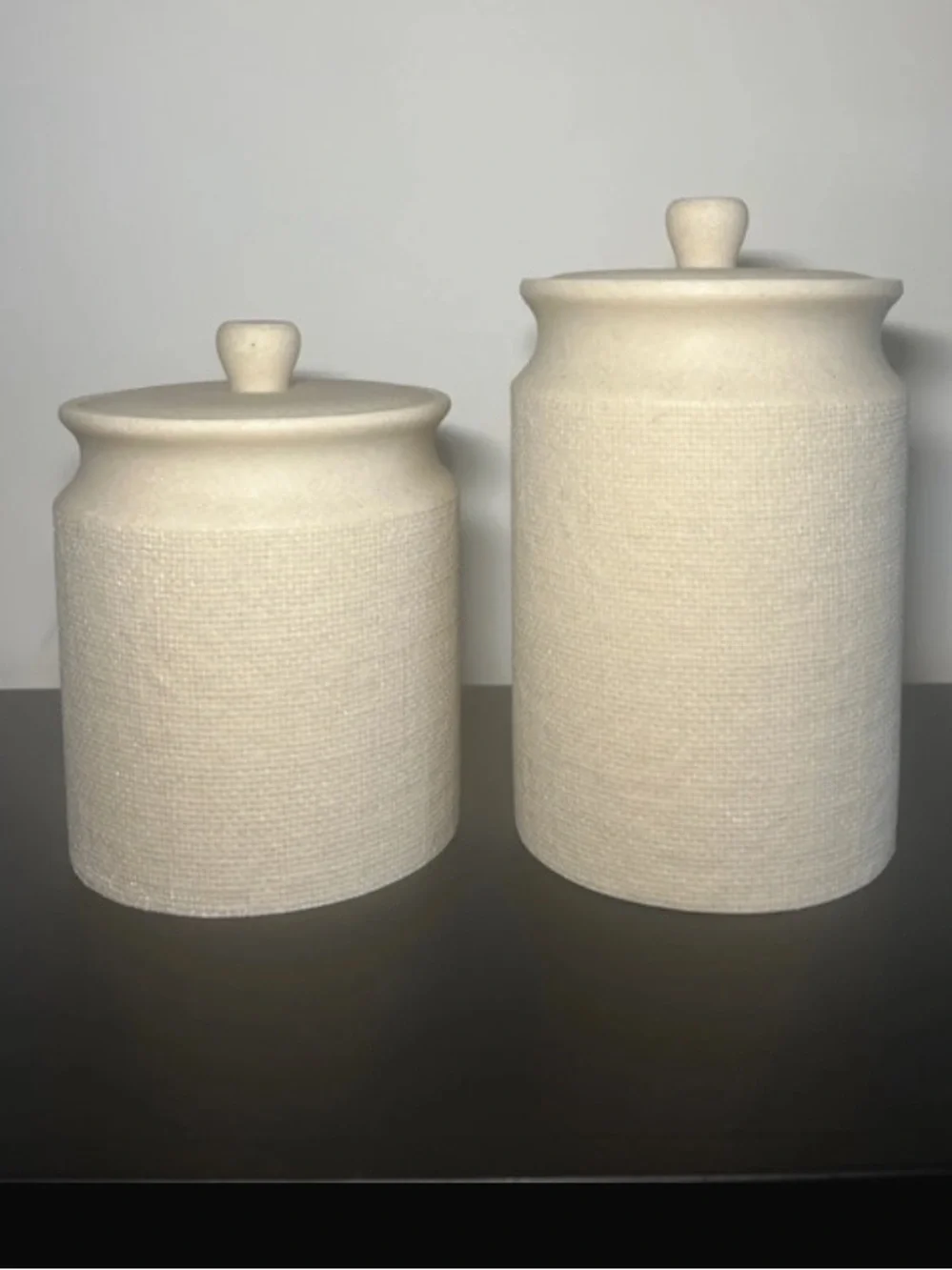 Hearth & Hand Textured Set of 2 Neutral Ceramic Canisters - Cream